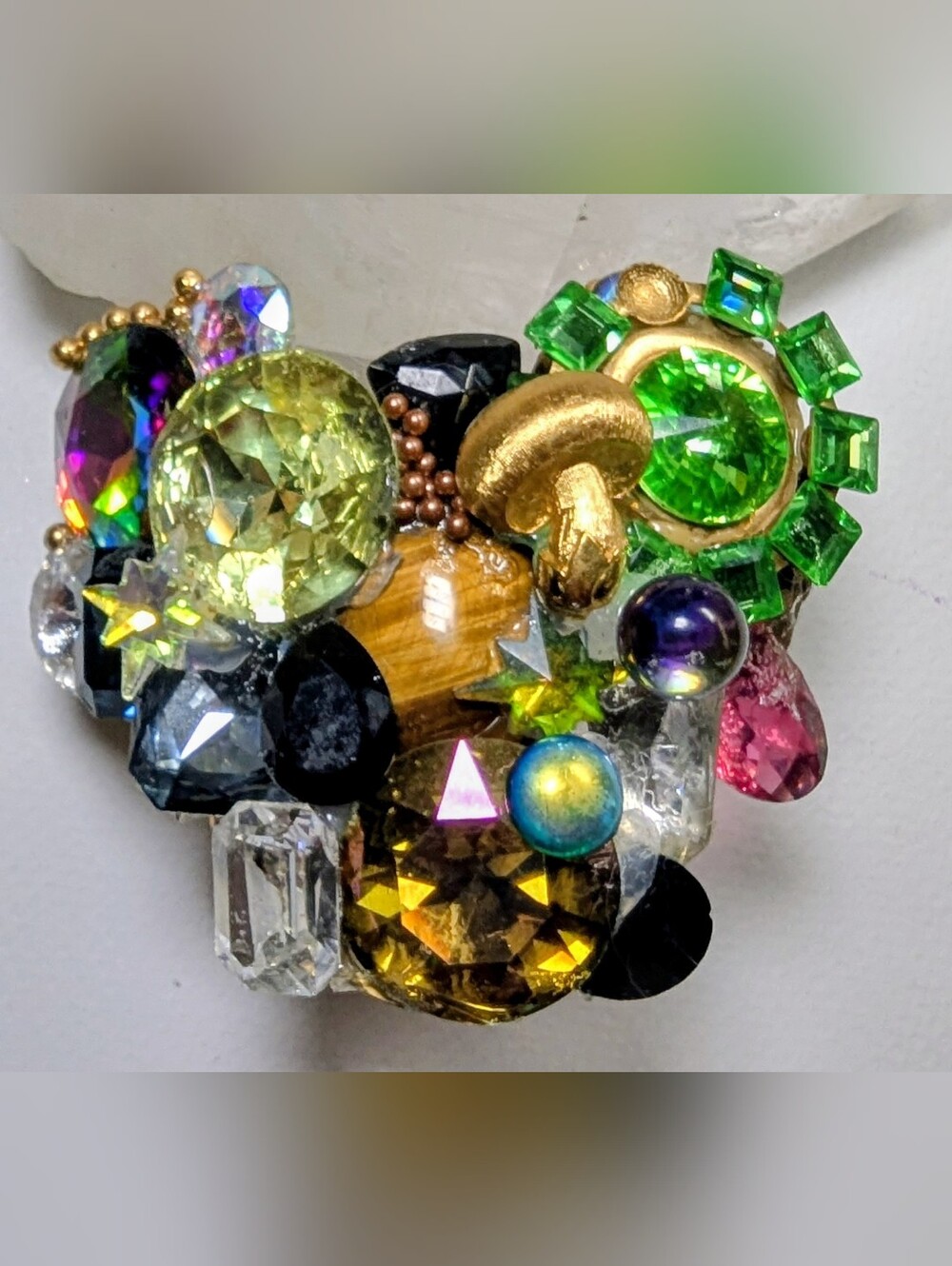 Wendy Gell Owl-shaped Cuff With Golden Mushroom Swarovski Jewels